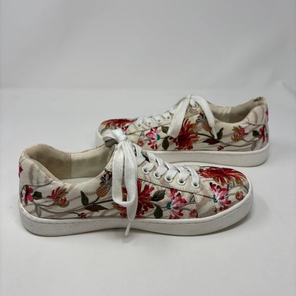 Johhny Was Womens Sz6 Jayla Floral Multicolor Embroidered Low-Top Sneakers - Picture 7 of 10